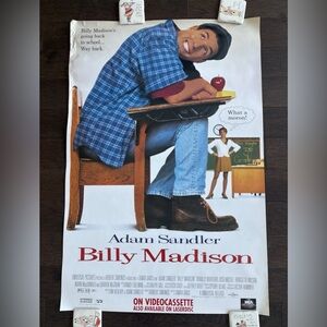 1995 Billy Madison Movie Poster One Sheet 36.5x39.5 VHS Laserdisc Canadian Rare
